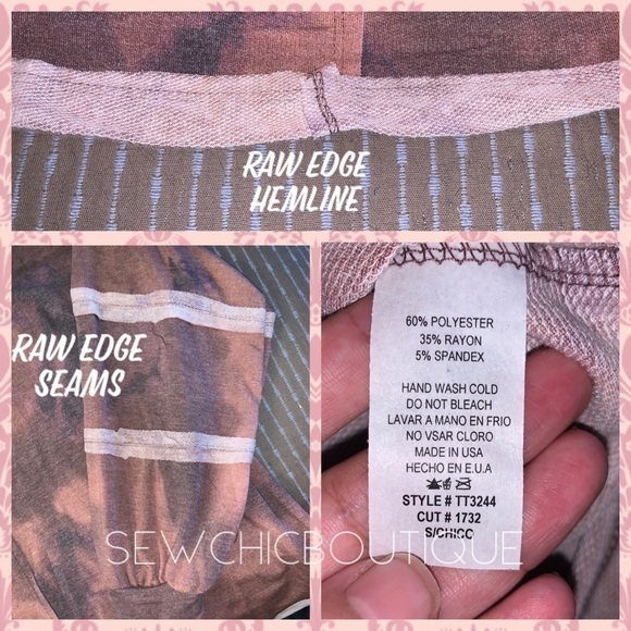 Tie Dye Raw Edge Vintage Style Top - Picture 6 of 6